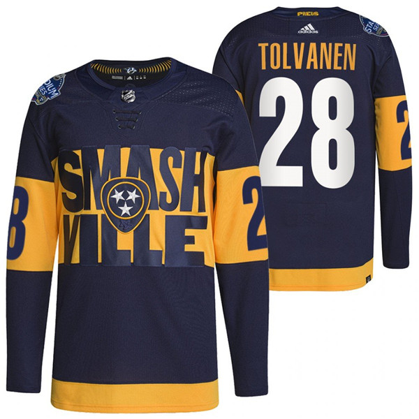 Men's Nashville Predators #28 Eeli Tolvanen 2022 Navy Stadium Series Breakaway Player Stitched Jersey Men's Nashville Predators #28 Eeli Tolvanen 2022 Navy Stadium Series Breakaway Player Stitched Jersey