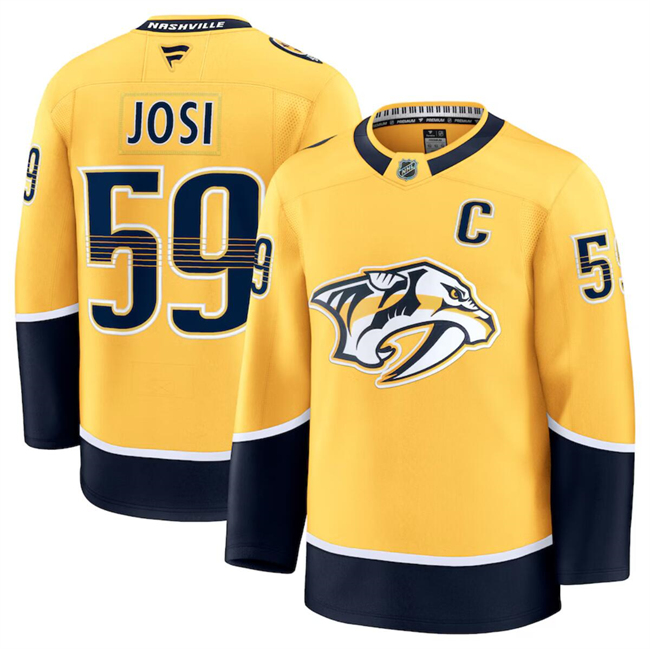 Men's Nashville Predators #59 Roman Josi Gold 2024-25 Home Stitched Hockey Jersey Men's Nashville Predators #59 Roman Josi Gold 2024-25 Home Stitched Hockey Jersey