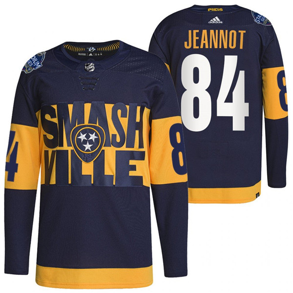 Men's Nashville Predators #84 Tanner Jeannot 2022 Navy Stadium Series Breakaway Player Stitched Jersey Men's Nashville Predators #84 Tanner Jeannot 2022 Navy Stadium Series Breakaway Player Stitched Jersey