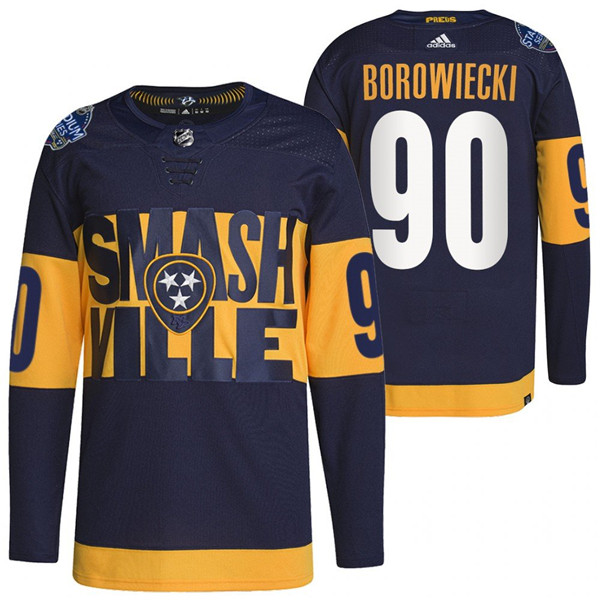 Men's Nashville Predators #90 Mark Borowiecki 2022 Navy Stadium Series Breakaway Player Stitched Jersey Men's Nashville Predators #90 Mark Borowiecki 2022 Navy Stadium Series Breakaway Player Stitched Jersey