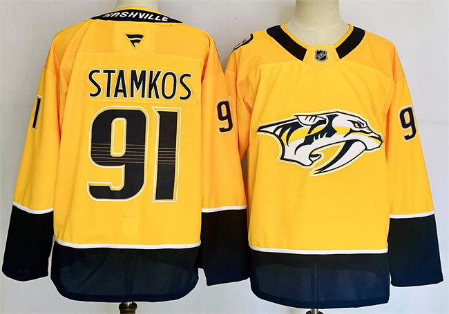 Men's Nashville Predators #91 Steven Stamkos Gold 2024-25 Home Stitched Hockey Jersey Men's Nashville Predators #91 Steven Stamkos Gold 2024-25 Home Stitched Hockey Jersey