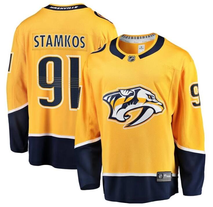 Men's Nashville Predators #91 Steven Stamkos Gold Breakaway Home Stitched Jersey Men's Nashville Predators #91 Steven Stamkos Gold Breakaway Home Stitched Jersey