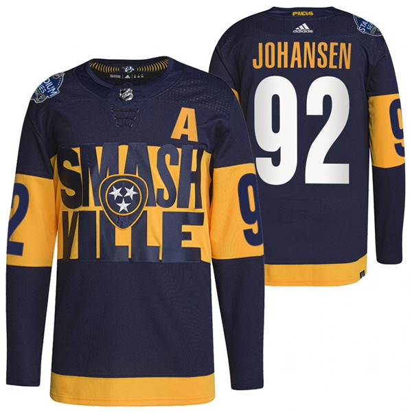 Men's Nashville Predators #92 Ryan Johansen 2022 Navy Stadium Series Breakaway Player Stitched Jersey Men's Nashville Predators #92 Ryan Johansen 2022 Navy Stadium Series Breakaway Player Stitched Jersey
