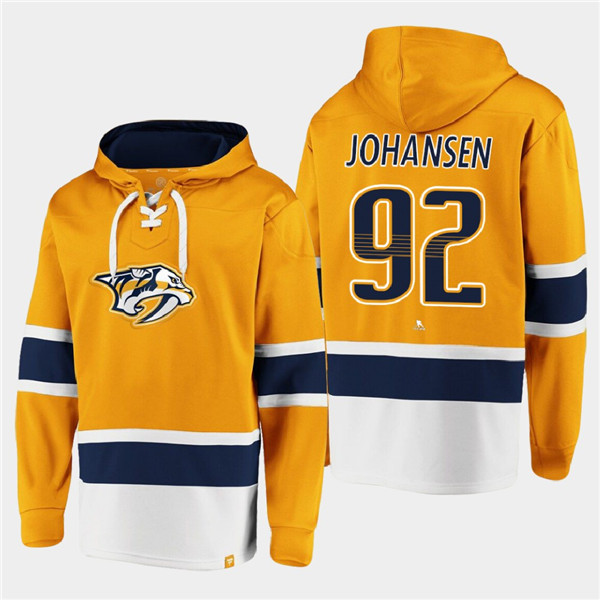 Men's Nashville Predators #92 Ryan Johansen Gold Ageless Must-Have Lace-Up Pullover Hoodie Men's Nashville Predators #92 Ryan Johansen Gold Ageless Must-Have Lace-Up Pullover Hoodie