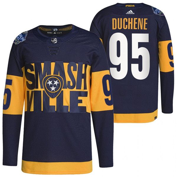 Men's Nashville Predators #95 Matt Duchene 2022 Navy Stadium Series Breakaway Player Stitched Jersey Men's Nashville Predators #95 Matt Duchene 2022 Navy Stadium Series Breakaway Player Stitched Jersey
