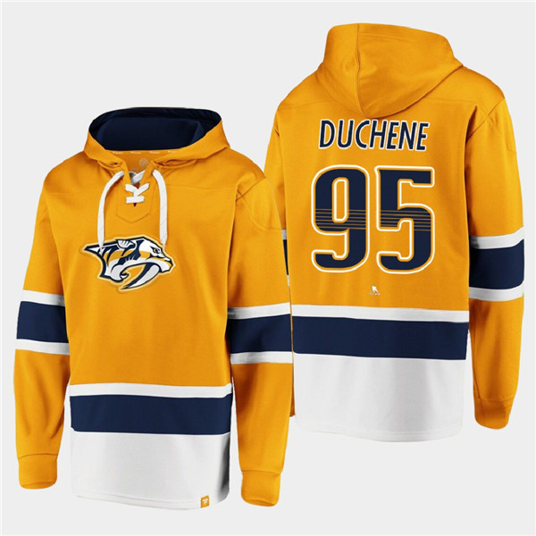 Men's Nashville Predators #95 Matt Duchene Gold Ageless Must-Have Lace-Up Pullover Hoodie Men's Nashville Predators #95 Matt Duchene Gold Ageless Must-Have Lace-Up Pullover Hoodie