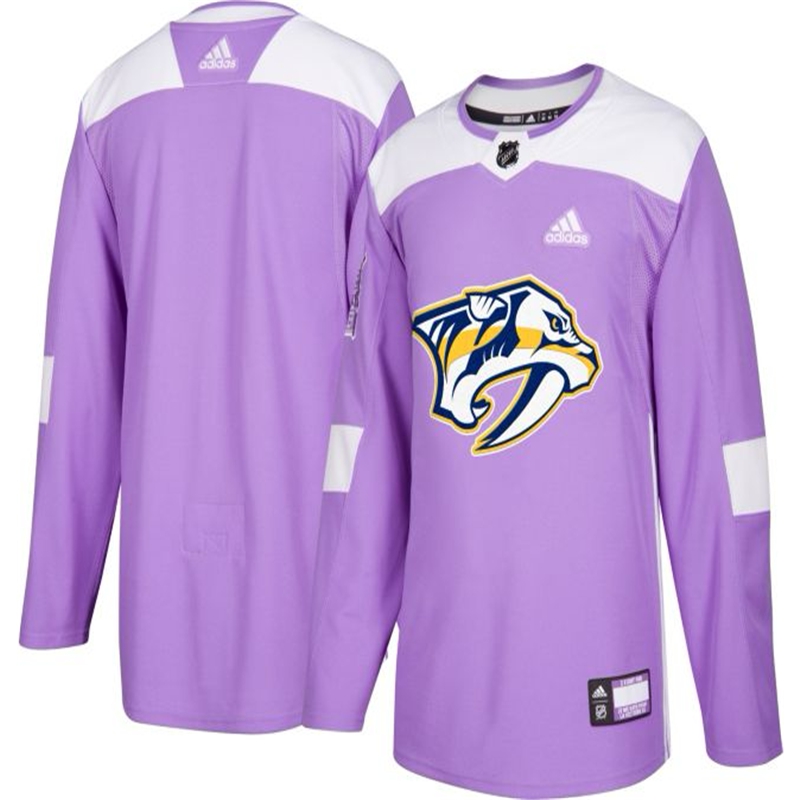 Men's Nashville Predators Purple Adidas Hockey Fights Cancer Custom Practice Jersey Men's Nashville Predators Purple Adidas Hockey Fights Cancer Custom Practice Jersey