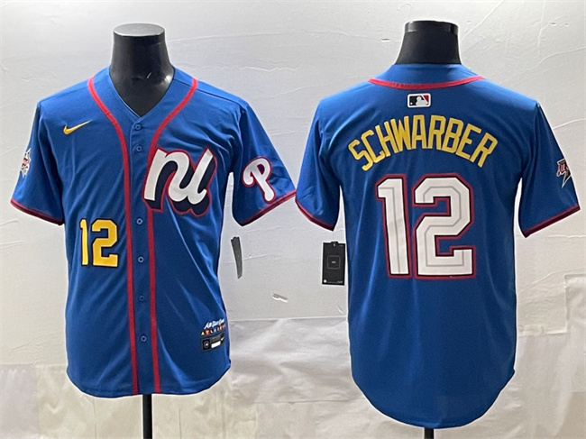 Men's National League #12 Kyle Schwarber Blue 2025 All-Star Edition Limited Stitched Baseball Jersey Men's National League #12 Kyle Schwarber Blue 2025 All-Star Edition Limited Stitched Baseball Jersey