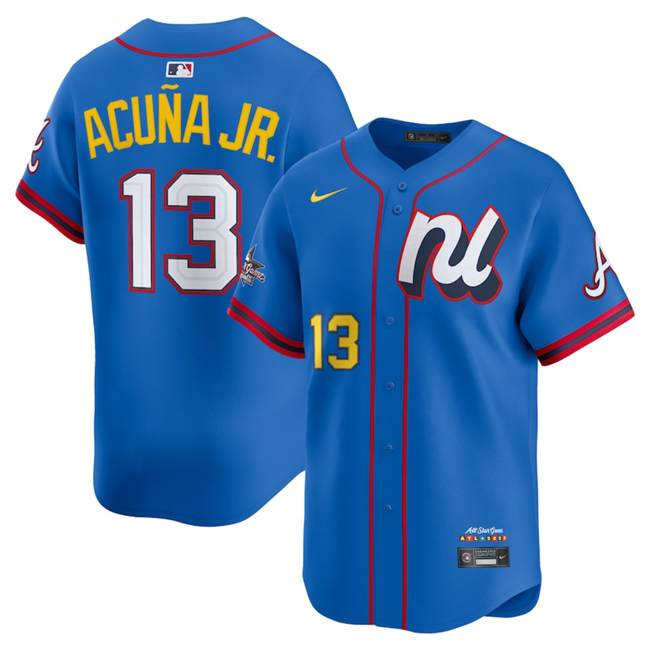 Men's National League #13 Ronald Acuna Jr. Blue 2025 All-Star Edition Limited Stitched Baseball Jersey Men's National League #13 Ronald Acuna Jr. Blue 2025 All-Star Edition Limited Stitched Baseball Jersey