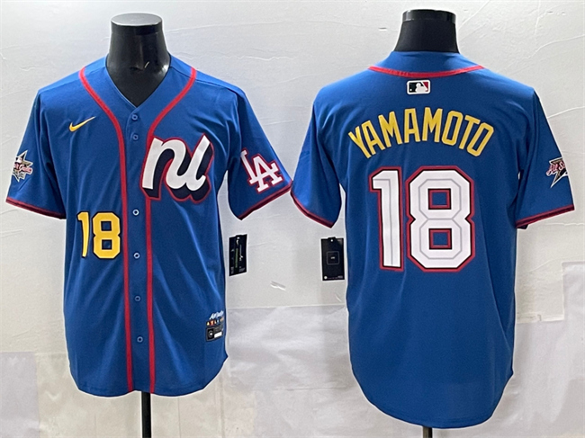 Men's National League #18 Yoshinobu Yamamoto Blue 2025 All-Star Edition Limited Stitched Baseball Jersey Men's National League #18 Yoshinobu Yamamoto Blue 2025 All-Star Edition Limited Stitched Baseball Jersey
