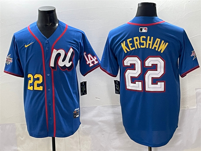 Men's National League #22 Clayton Kershaw Blue 2025 All-Star Edition Limited Stitched Baseball Jersey Men's National League #22 Clayton Kershaw Blue 2025 All-Star Edition Limited Stitched Baseball Jersey