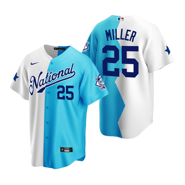 Men's National League #25 Bobby Miller 2022 All-Star White Teal Split Cool Base Stitched Jersey Men's National League #25 Bobby Miller 2022 All-Star White Teal Split Cool Base Stitched Jersey