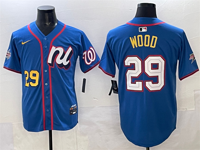 Men's National League #29 James Wood Blue 2025 All-Star Edition Limited Stitched Baseball Jersey Men's National League #29 James Wood Blue 2025 All-Star Edition Limited Stitched Baseball Jersey