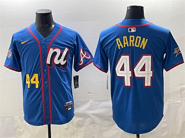 Men's National League #44 Hank Aaron Blue 2025 All-Star Edition Limited Stitched Baseball Jersey Men's National League #44 Hank Aaron Blue 2025 All-Star Edition Limited Stitched Baseball Jersey