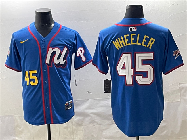 Men's National League #45 Zack Wheeler Blue 2025 All-Star Edition Limited Stitched Baseball Jersey Men's National League #45 Zack Wheeler Blue 2025 All-Star Edition Limited Stitched Baseball Jersey
