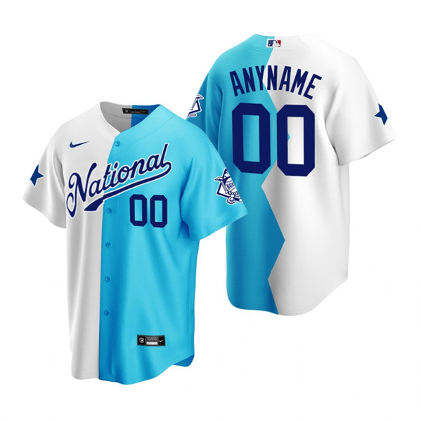 Men's National League Customized 2022 All-Star White Teal Split Cool Base Stitched Jersey Men's National League Customized 2022 All-Star White Teal Split Cool Base Stitched Jersey