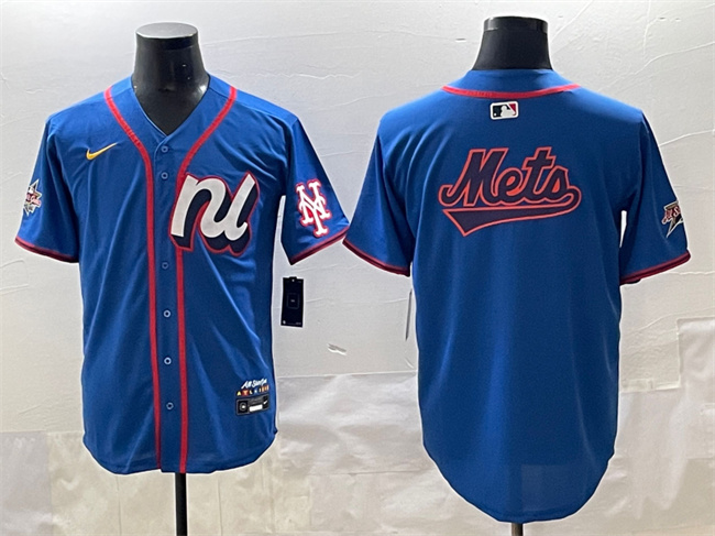 Men's National League New York Mets Team Big Logo Blue 2025 All-Star Edition Limited Stitched Baseball Jersey 001