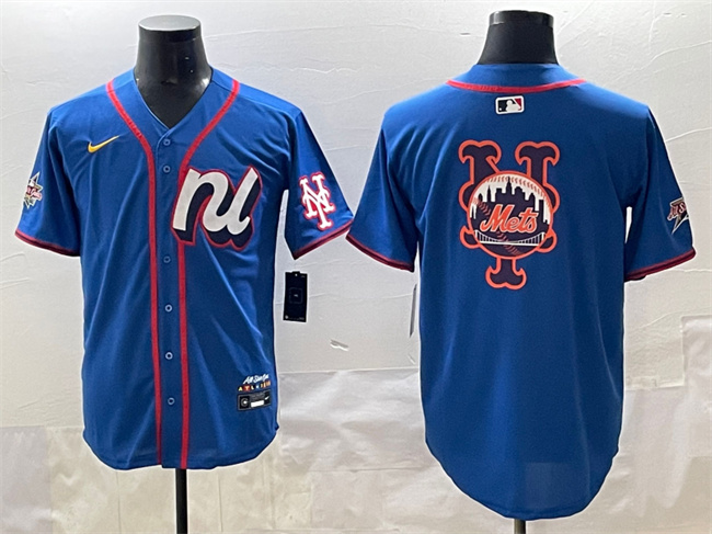 Men's National League New York Mets Team Big Logo Blue 2025 All-Star Edition Limited Stitched Baseball Jersey 002