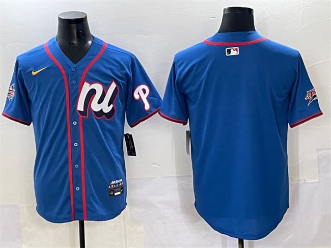 Men's National League Philadelphia Phillies Blank Blue 2025 All-Star Edition Limited Stitched Baseball Jersey Men's National League Philadelphia Phillies Blank Blue 2025 All-Star Edition Limited Stitched Baseball Jersey