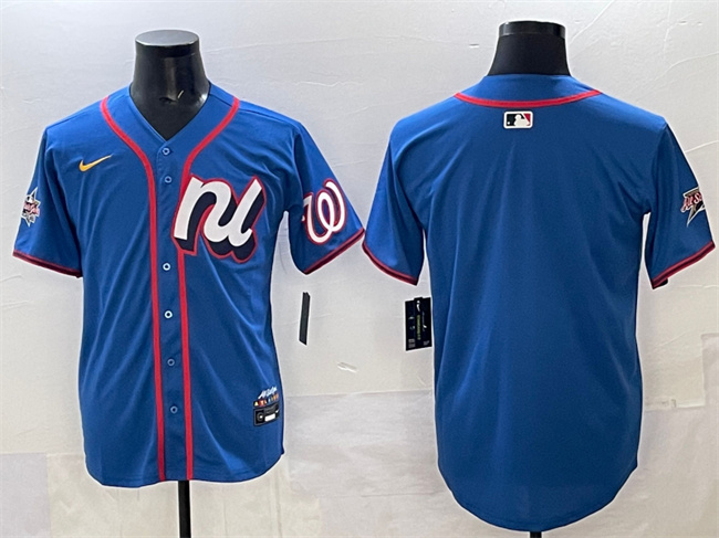 Men's National League Washington Nationals Blank Blue 2025 All-Star Edition Limited Stitched Baseball Jersey Men's National League Washington Nationals Blank Blue 2025 All-Star Edition Limited Stitched Baseball Jersey