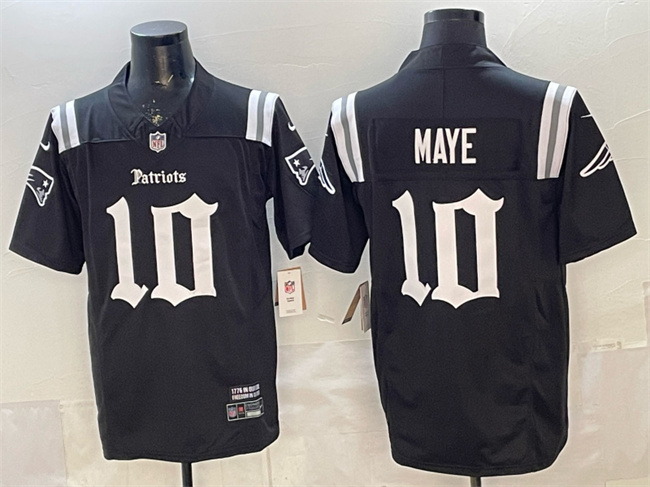 Men's New England Patriots #10 Drake Maye Black F.U.S.E. Gothic Revolution Edition Stitched Football Jersey Men's New England Patriots #10 Drake Maye Black F.U.S.E. Gothic Revolution Edition Stitched Football Jersey
