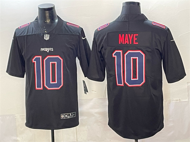 Men's New England Patriots #10 Drake Maye Black Fashion Vapor Untouchable Limited Stitched Football Jersey Men's New England Patriots #10 Drake Maye Black Fashion Vapor Untouchable Limited Stitched Football Jersey