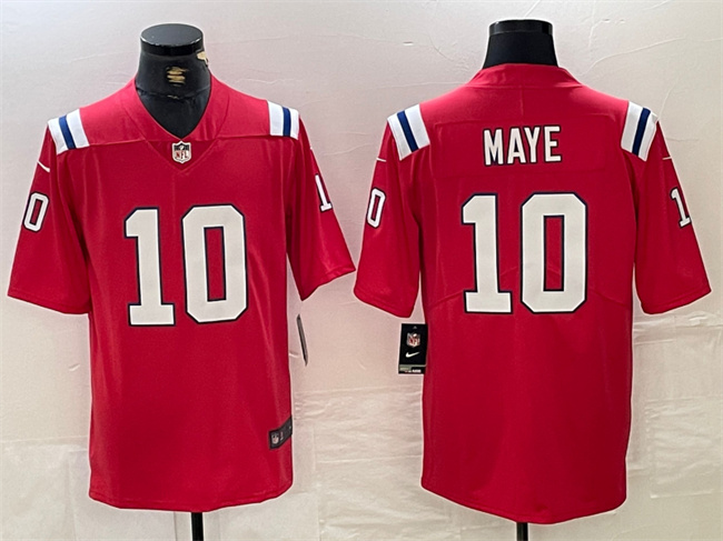 Men's New England Patriots #10 Drake Maye Red 2024 Draft Vapor Limited Stitched Football Jersey Men's New England Patriots #10 Drake Maye Red 2024 Draft Vapor Limited Stitched Football Jersey