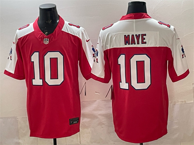 Men's New England Patriots #10 Drake Maye Red Alternate F.U.S.E. Throwback Vapor Limited Stitched Football Jersey Men's New England Patriots #10 Drake Maye Red Alternate F.U.S.E. Throwback Vapor Limited Stitched Football Jersey