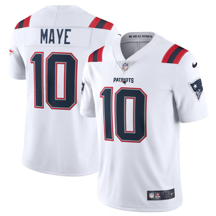 Men's New England Patriots #10 Drake Maye White 2024 Draft Vapor Limited Stitched Football Jersey Men's New England Patriots #10 Drake Maye White 2024 Draft Vapor Limited Stitched Football Jersey