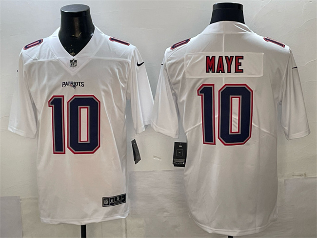 Men's New England Patriots #10 Drake Maye White Fashion Vapor Untouchable Limited Stitched Football Jersey Men's New England Patriots #10 Drake Maye White Fashion Vapor Untouchable Limited Stitched Football Jersey