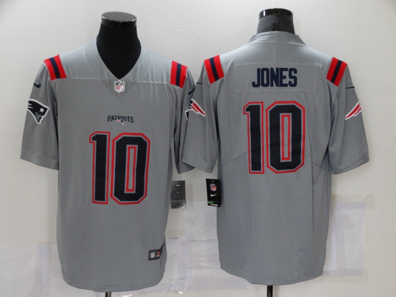Men's New England Patriots #10 Mac Jones Grey 2021 Inverted Legend Stitched NFL Nike Limited Jersey Men's New England Patriots #10 Mac Jones Grey 2021 Inverted Legend Stitched NFL Nike Limited Jersey