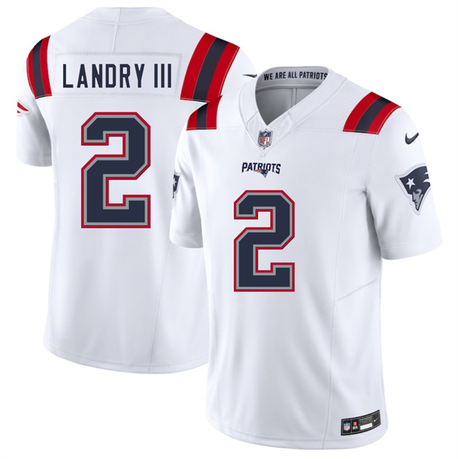 Men's New England Patriots #2 Harold Landry III White 2025 F.U.S.E. Vapor Limited Stitched Football Jersey Men's New England Patriots #2 Harold Landry III White 2025 F.U.S.E. Vapor Limited Stitched Football Jersey