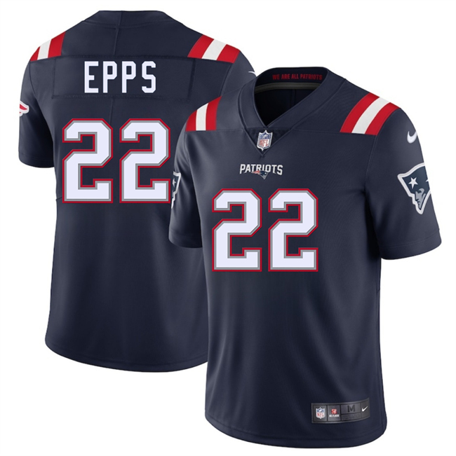 Men's New England Patriots #22 Marcus Epps Navy 2025 Vapor Limited Stitched Football Jersey