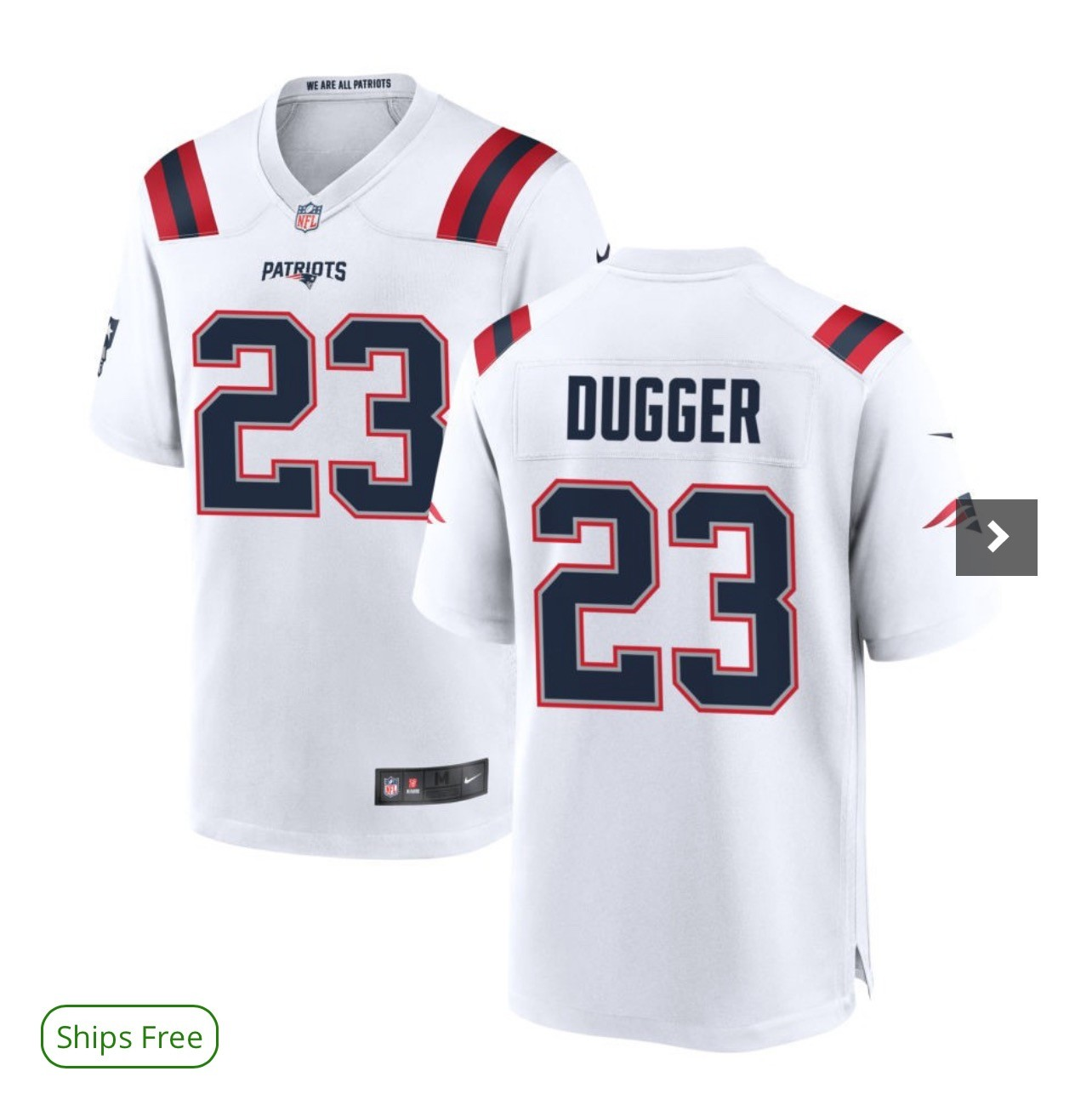 Men's New England Patriots #23 Kyle Dugger White Vapor Limited Stitched Football Jersey Men's New England Patriots #23 Kyle Dugger White Vapor Limited Stitched Football Jersey