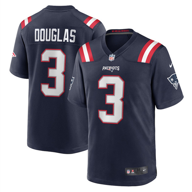 Men's New England Patriots #3 Demario Douglas Navy 2025 Stitched Game Jersey Men's New England Patriots #3 Demario Douglas Navy 2025 Stitched Game Jersey
