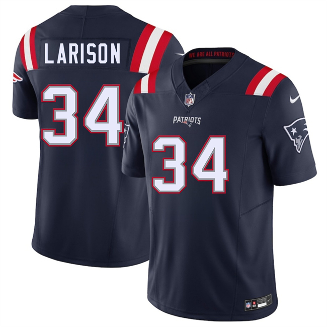 Men's New England Patriots #34 Lan Larison Navy 2025 F.U.S.E. Vapor Limited Stitched Football Jersey Men's New England Patriots #34 Lan Larison Navy 2025 F.U.S.E. Vapor Limited Stitched Football Jersey
