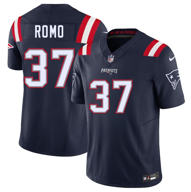 Men's New England Patriots #37 Parker Romo Navy 2025 F.U.S.E. Vapor Limited Stitched Football Jersey Men's New England Patriots #37 Parker Romo Navy 2025 F.U.S.E. Vapor Limited Stitched Football Jersey