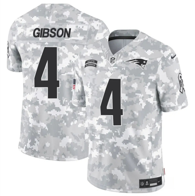 Men's New England Patriots #4 Antonio Gibson 2024 F.U.S.E Arctic Camo Salute To Service Limited Stitched Jersey Men's New England Patriots #4 Antonio Gibson 2024 F.U.S.E Arctic Camo Salute To Service Limited Stitched Jersey