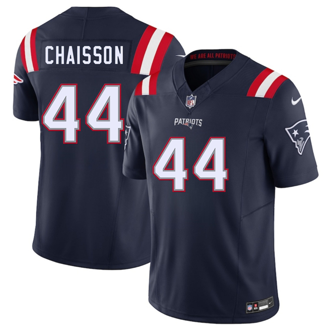 Men's New England Patriots #44 K'Lavon Chaisson Navy 2025 F.U.S.E. Vapor Limited Stitched Football Jersey Men's New England Patriots #44 K'Lavon Chaisson Navy 2025 F.U.S.E. Vapor Limited Stitched Football Jersey