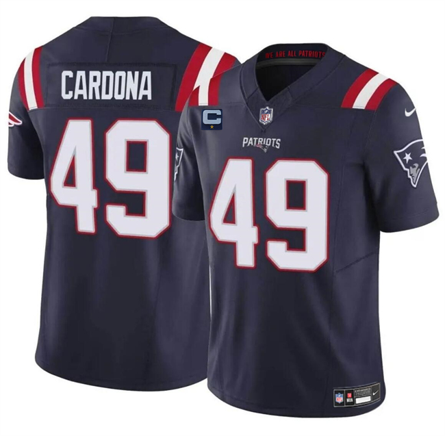 Men's New England Patriots #49 Joe Cardona Navy F.U.S.E. With 1-Star C Patch Vapor Limited Stitched Football Jersey Men's New England Patriots #49 Joe Cardona Navy F.U.S.E. With 1-Star C Patch Vapor Limited Stitched Football Jersey