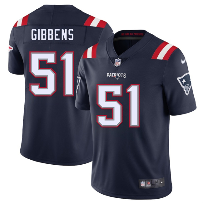 Men's New England Patriots #51 Jack Gibbens Navy 2025 Vapor Limited Stitched Football Jersey Men's New England Patriots #51 Jack Gibbens Navy 2025 Vapor Limited Stitched Football Jersey