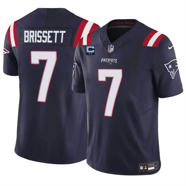 Men's New England Patriots #7 Jacoby Brissett Navy F.U.S.E. With 2-Star C Patch Vapor Limited Stitched Football Jersey Men's New England Patriots #7 Jacoby Brissett Navy F.U.S.E. With 2-Star C Patch Vapor Limited Stitched Football Jersey