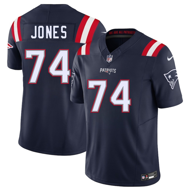 Men's New England Patriots #74 Caleb Jones Navy 2025 F.U.S.E. Vapor Limited Stitched Football Jersey Men's New England Patriots #74 Caleb Jones Navy 2025 F.U.S.E. Vapor Limited Stitched Football Jersey