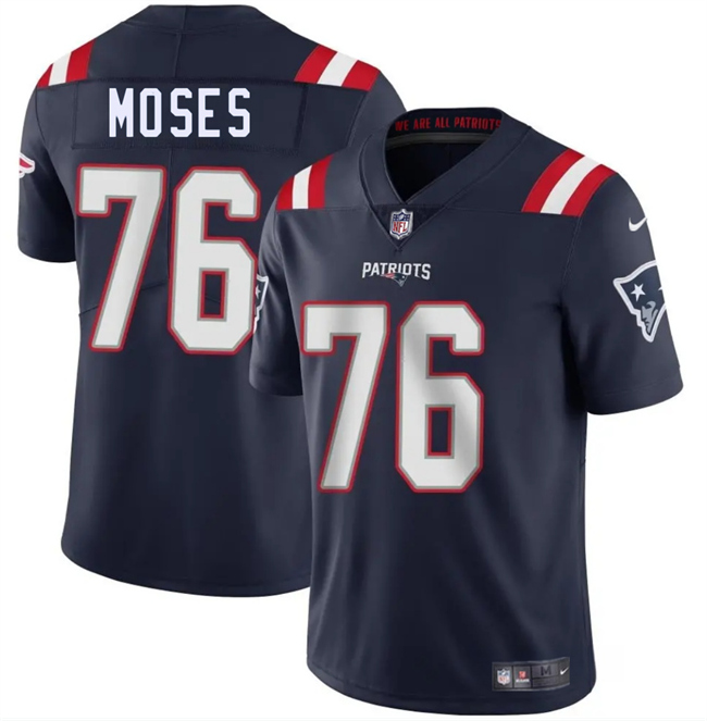 Men's New England Patriots #76 Morgan Moses Navy 2025 Vapor Limited Stitched Football Jersey Men's New England Patriots #76 Morgan Moses Navy 2025 Vapor Limited Stitched Football Jersey