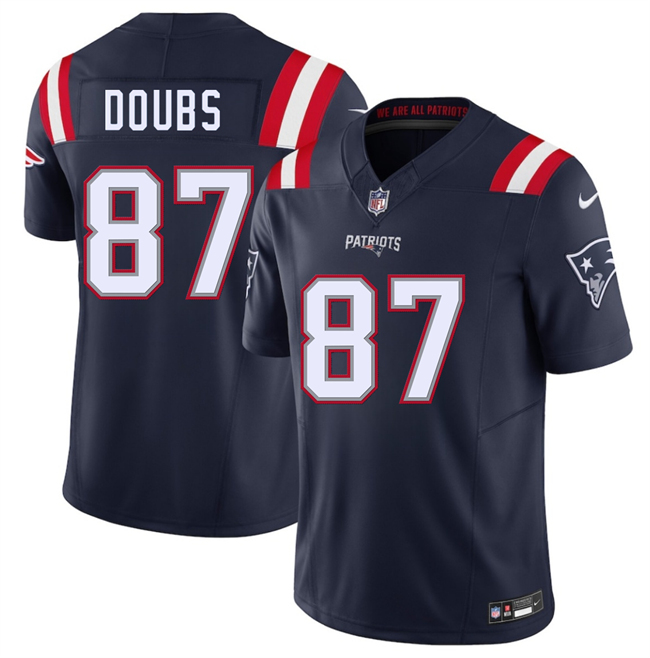 Men's New England Patriots #87 Romeo Doubs Navy 2026 F.U.S.E. Vapor Limited Stitched Football Jersey Men's New England Patriots #87 Romeo Doubs Navy 2026 F.U.S.E. Vapor Limited Stitched Football Jersey