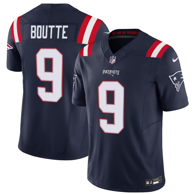 Men's New England Patriots #9 Kayshon Boutte Navy 2025 F.U.S.E. Vapor Limited Stitched Football Jersey Men's New England Patriots #9 Kayshon Boutte Navy 2025 F.U.S.E. Vapor Limited Stitched Football Jersey