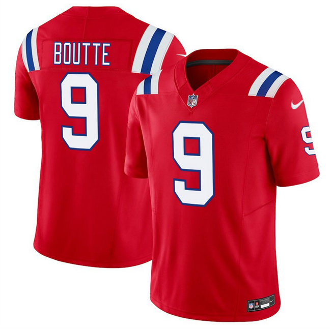 Men's New England Patriots #9 Kayshon Boutte Red 2025 F.U.S.E. Vapor Limited Stitched Football Jersey Men's New England Patriots #9 Kayshon Boutte Red 2025 F.U.S.E. Vapor Limited Stitched Football Jersey