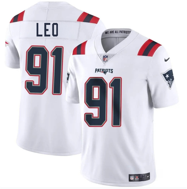 Men's New England Patriots #91 Titus Leo White 2025 Vapor Limited Stitched Football Jersey