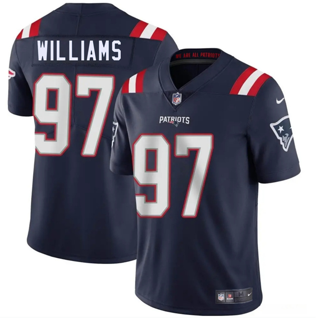 Men's New England Patriots #97 Milton Williams Navy 2025 Vapor Limited Stitched Football Jersey