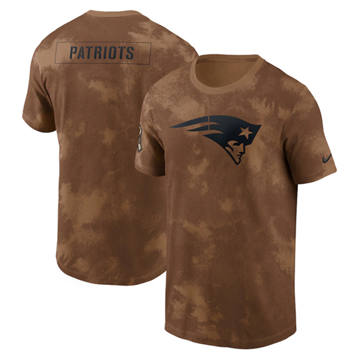 Men's New England Patriots 2023 Brown Salute To Service Sideline T-Shirt Men's New England Patriots 2023 Brown Salute To Service Sideline T-Shirt